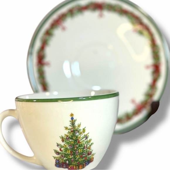 Christopher Radko “Traditions” Holiday Cup & Saucer Set – Christmas Tree Design - Picture 2 of 4